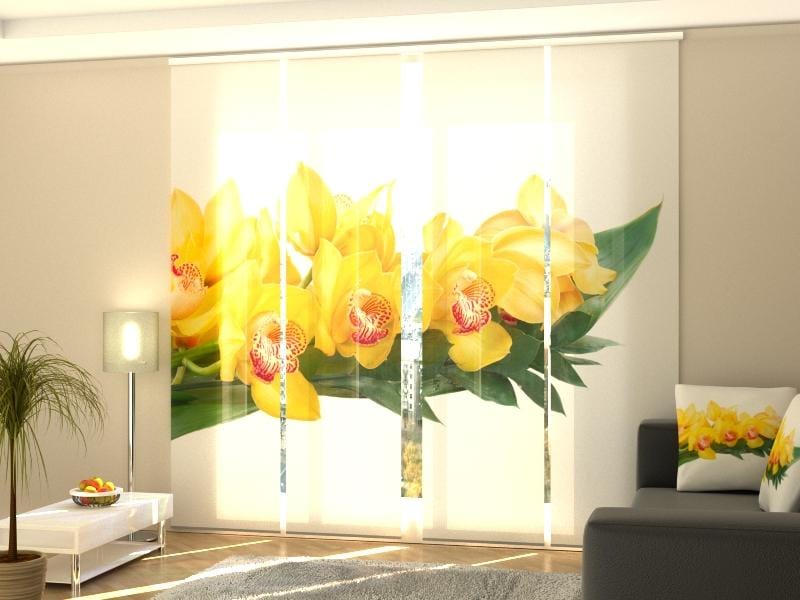 Paneļu aizkari (4 daļas) Yellow Orchids Home Trends