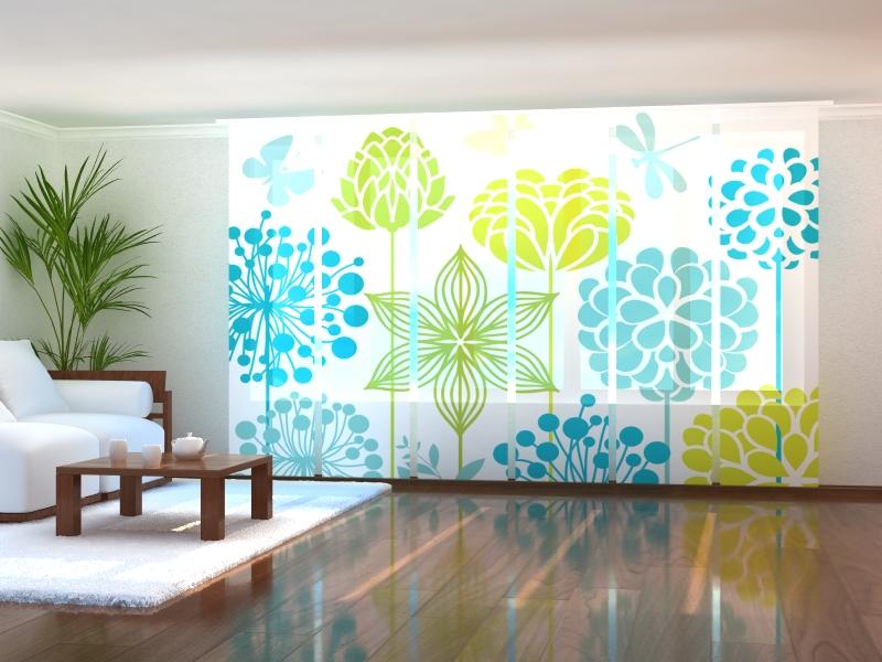Paneļu aizkari (6 daļas) Graphic Flowers Wellmira