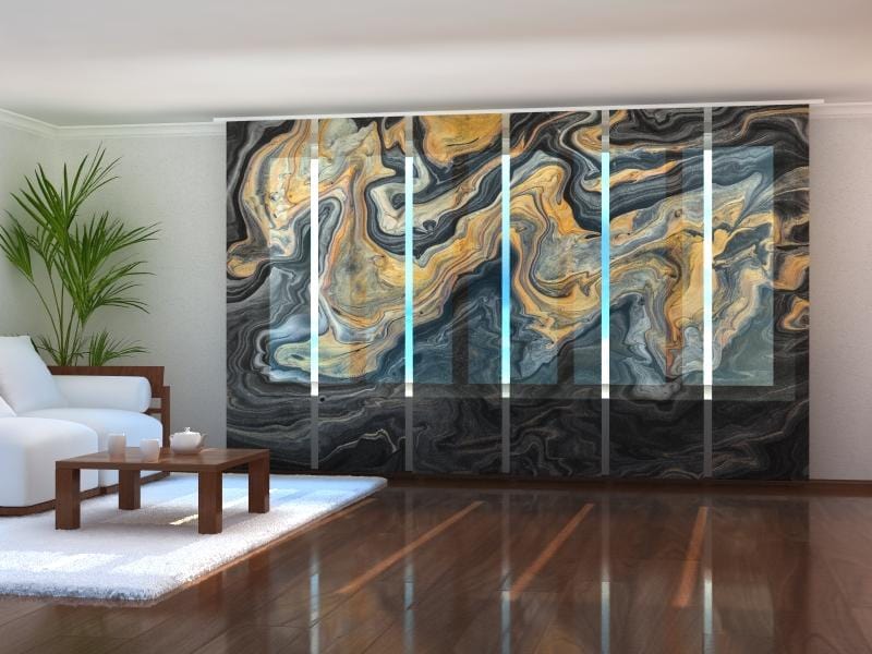 Paneļu aizkari (6 daļas) Luxury Golden and Black Marble Home Trends