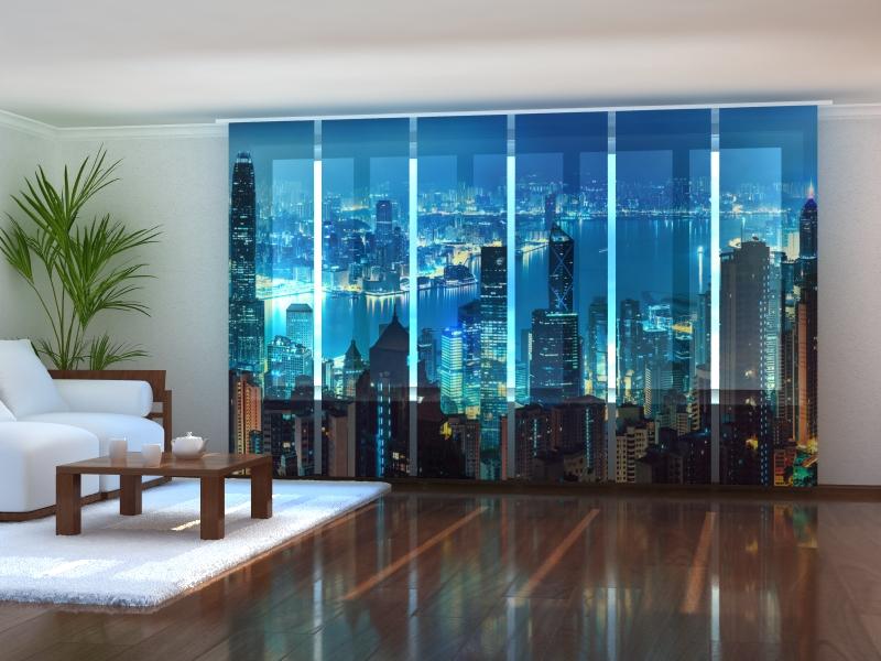 Paneļu aizkari (6 daļas) Panorama of Evening Hong Kong Home Trends