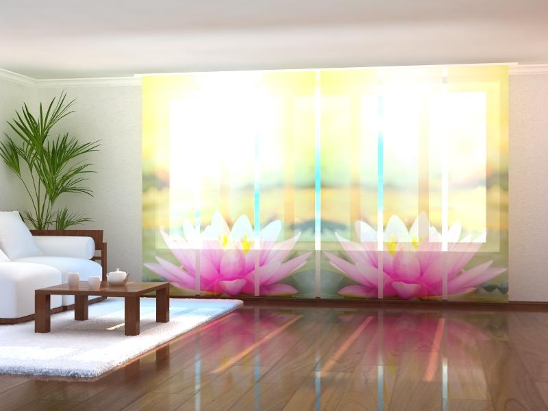 Paneļu aizkari (6 daļas) Pink Lotus at a Morning Sun Home Trends