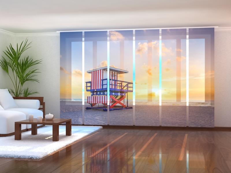 Paneļu aizkari (6 daļas) Sunrise at Miami Beach and Lifeguard Tower Home Trends