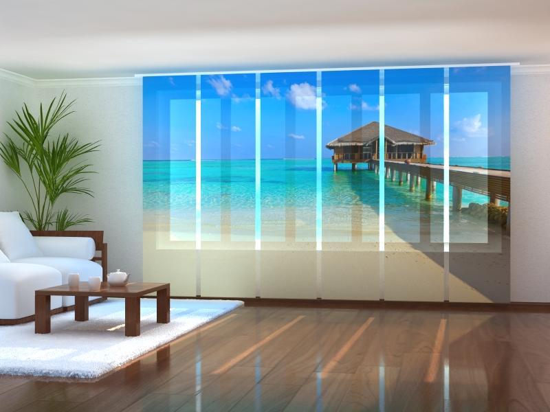 Paneļu aizkari (6 daļas) Tropical Beach at Maldives Screen / 140 / 40 Wellmira