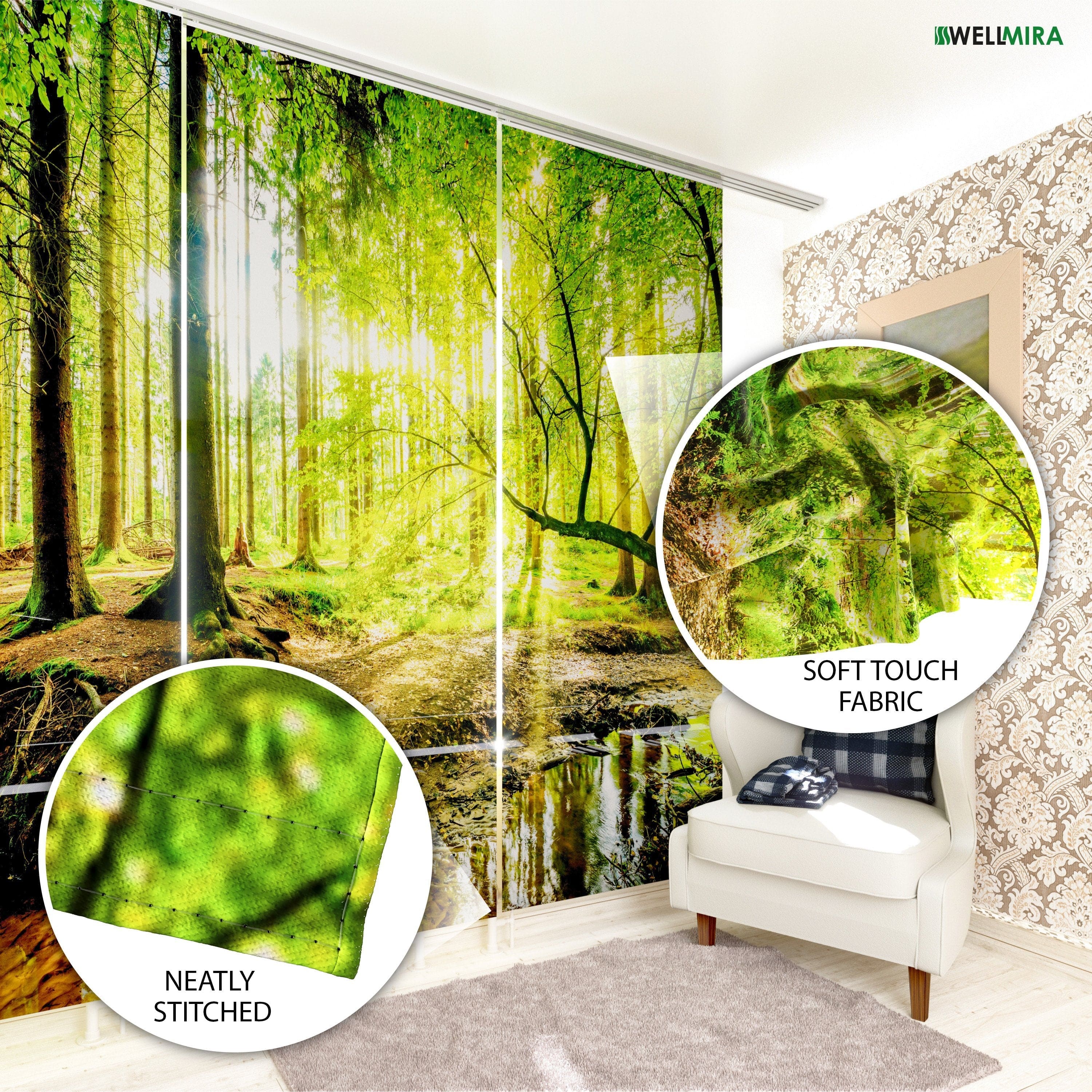 Paneļu aizkari (6 daļas) White Firs Wellmira