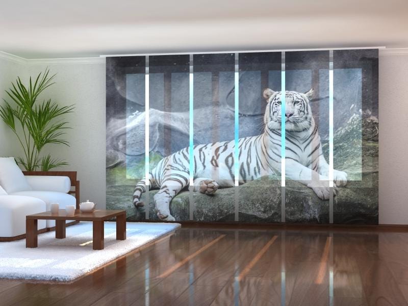 Paneļu aizkari (6 daļas) White Tiger on a Rock Home Trends