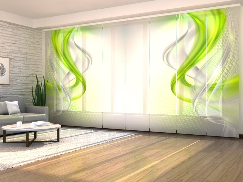 Paneļu aizkari (8 daļas) Green Abstraction Home Trends