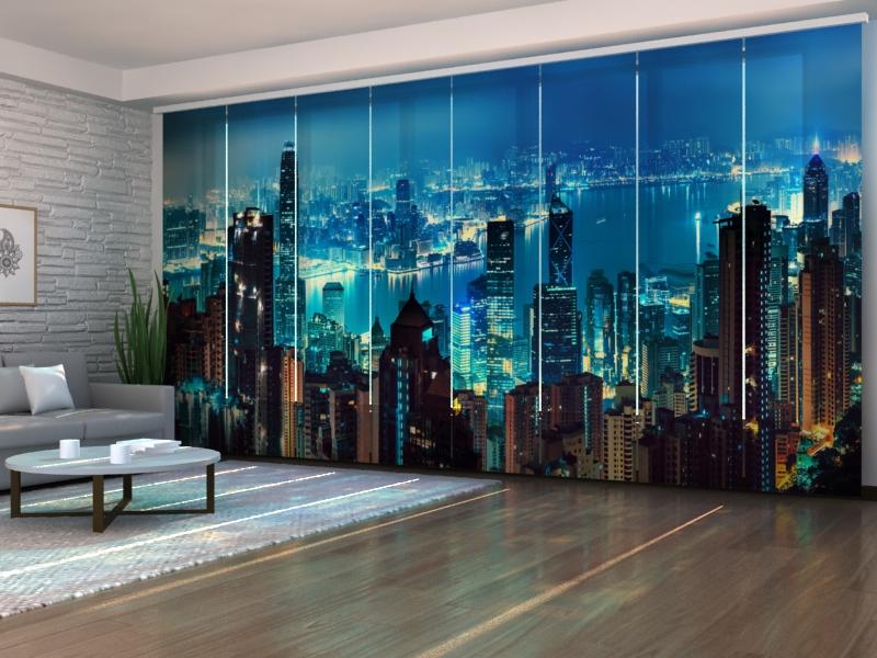 Paneļu aizkari (8 daļas) Panorama of Evening Hong Kong Home Trends