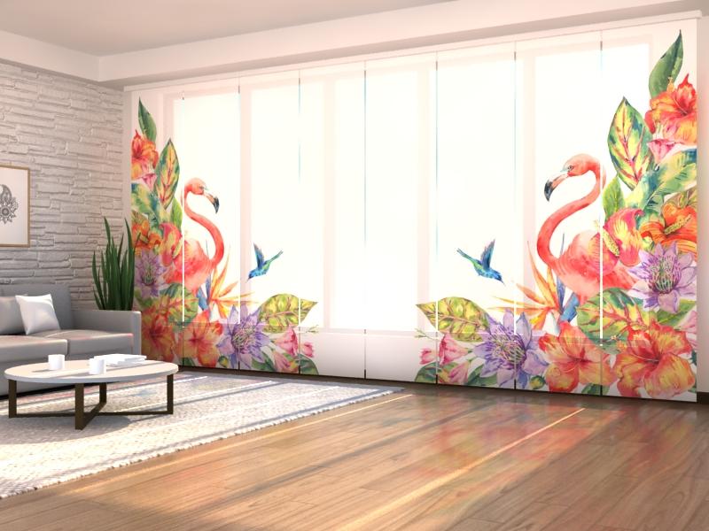 Paneļu aizkari (8 daļas) Tropical Flamingo Home Trends