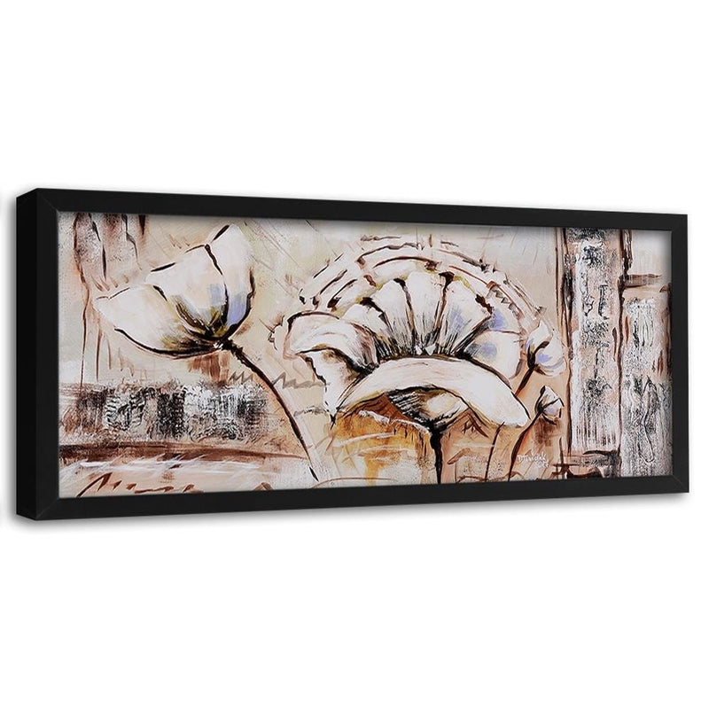 Picture in black frame PANORAMA, Abstraction Flowers  Home Trends