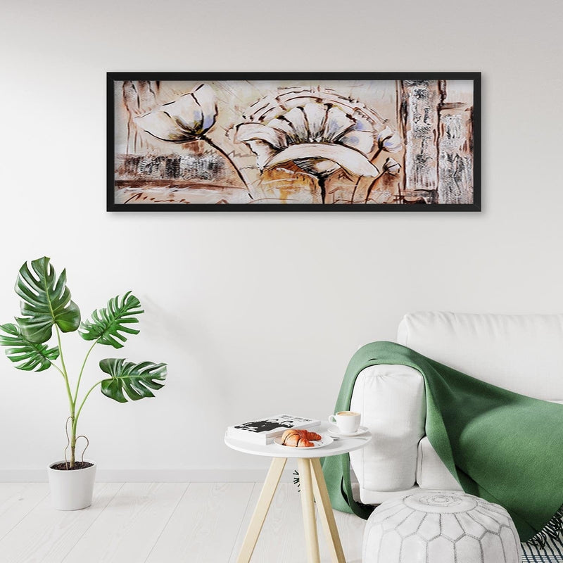 Picture in black frame PANORAMA, Abstraction Flowers  Home Trends