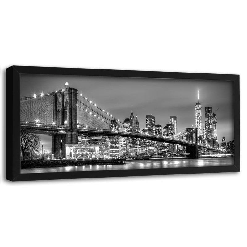 Picture in black frame PANORAMA, Brooklyn Bridge  Home Trends