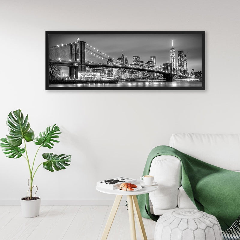 Picture in black frame PANORAMA, Brooklyn Bridge  Home Trends