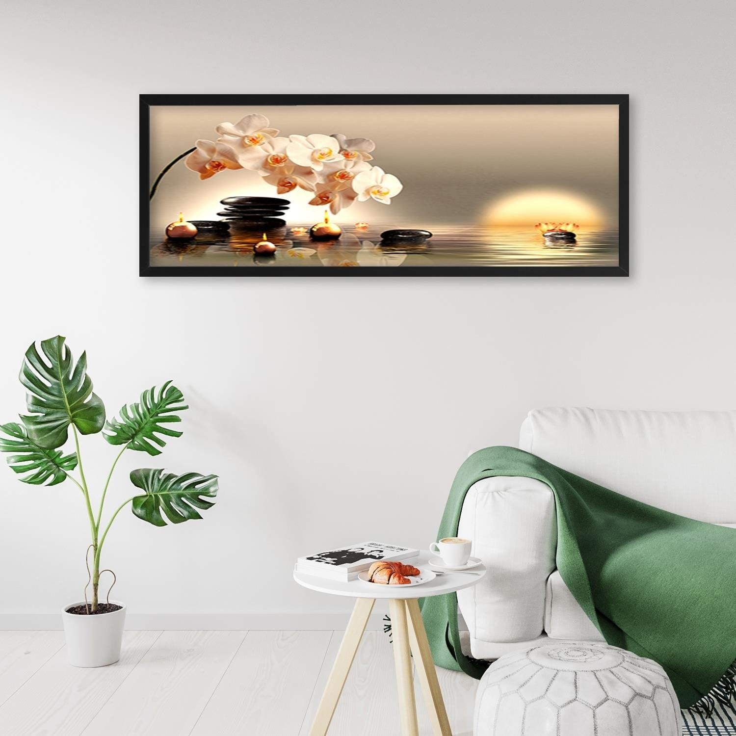 Picture in black frame PANORAMA, Candles And Stones Zen  Home Trends