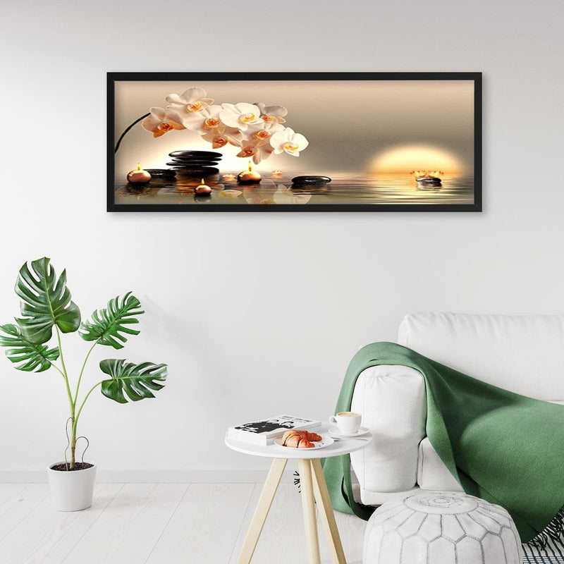 Picture in black frame PANORAMA, Candles And Stones Zen  Home Trends