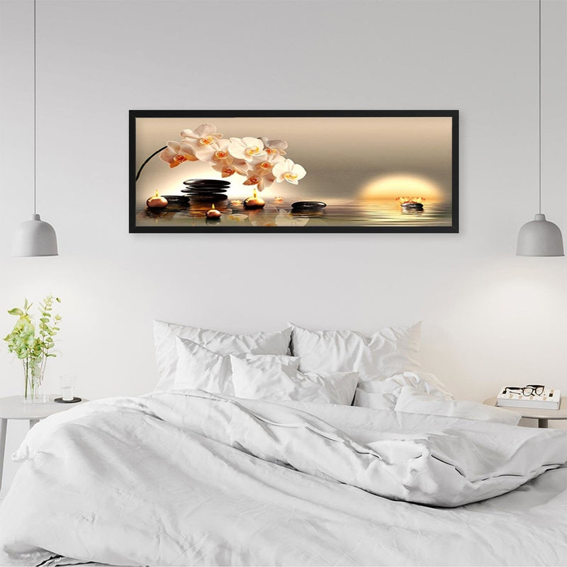 Picture in black frame PANORAMA, Candles And Stones Zen  Home Trends