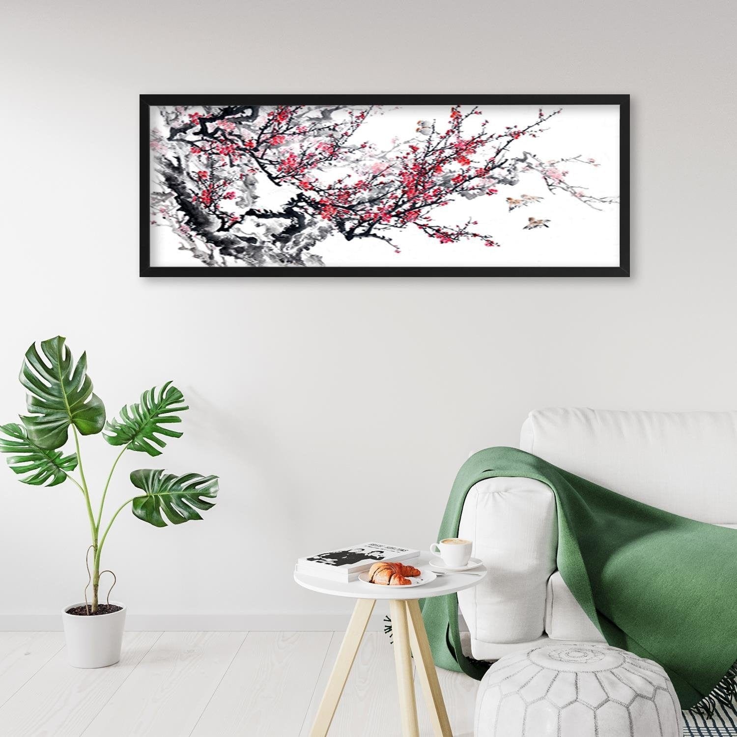 Picture in black frame PANORAMA, Cherry Blossom  Home Trends