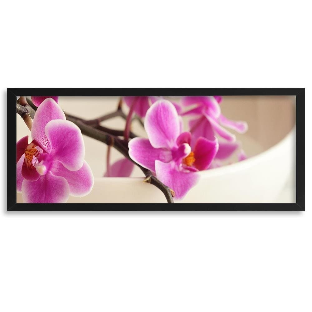 Picture in black frame PANORAMA, Pink Orchid  Home Trends
