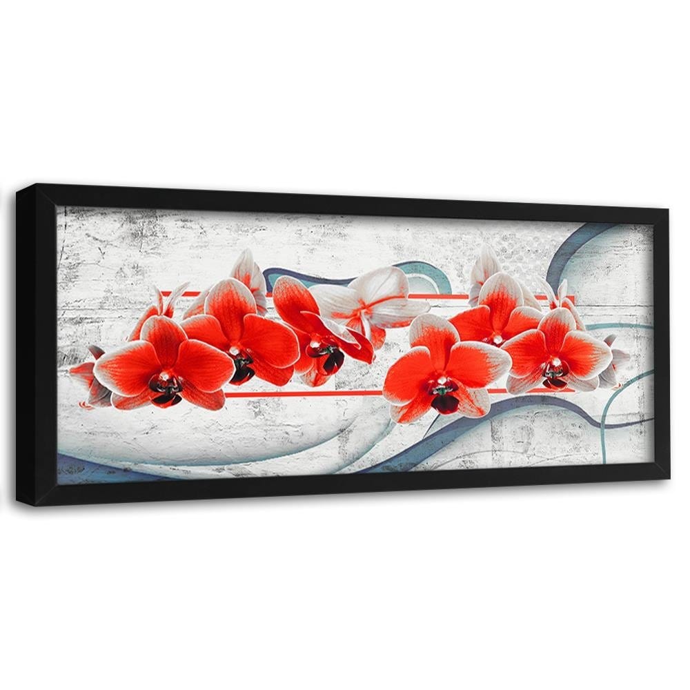 Picture in black frame PANORAMA, Red Orchid  Home Trends