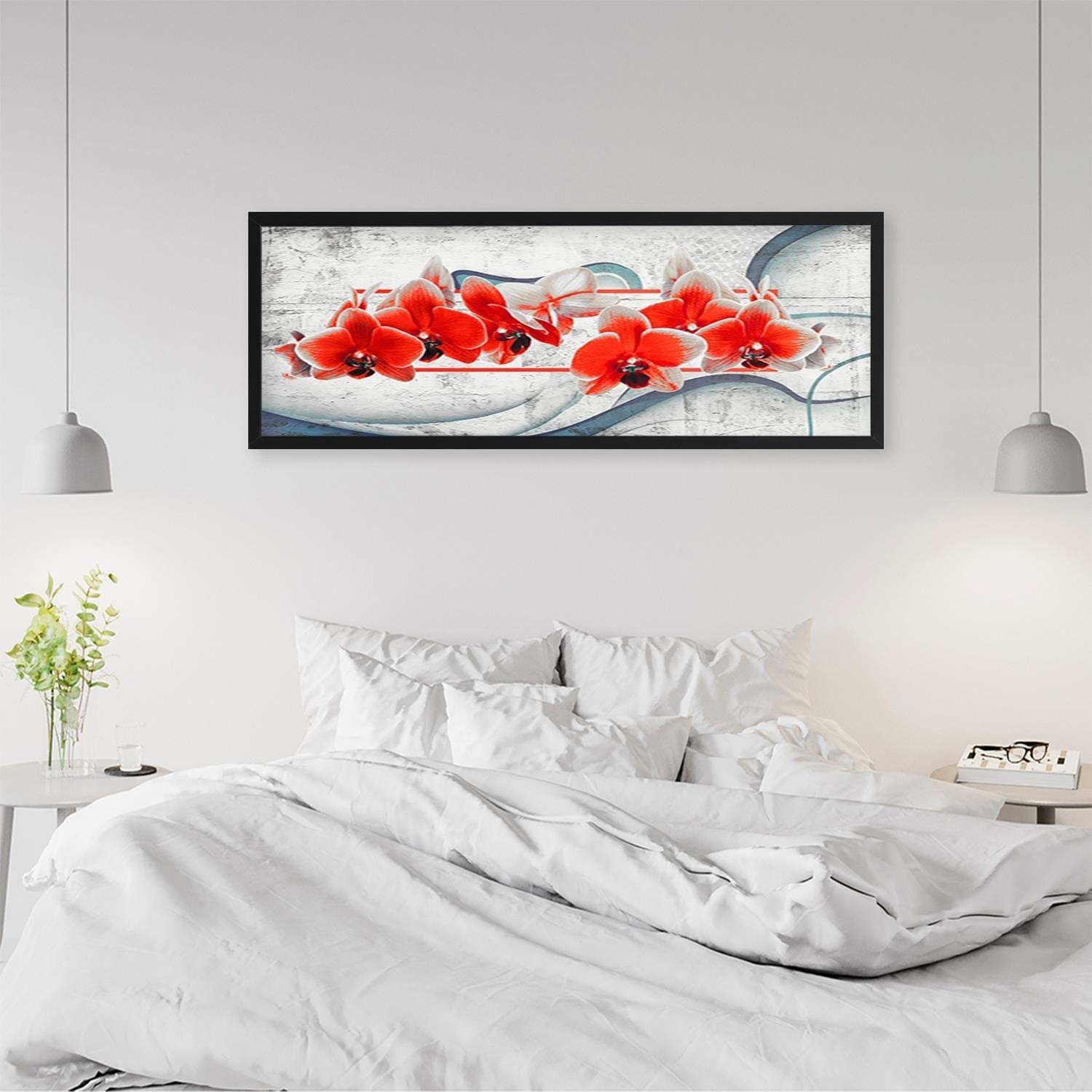 Picture in black frame PANORAMA, Red Orchid  Home Trends
