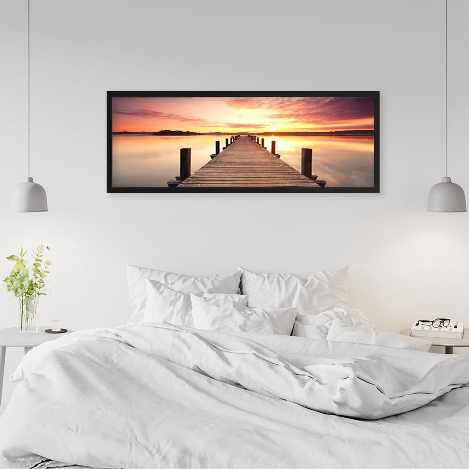 Picture in black frame PANORAMA, Sunset Over The Bridge  Home Trends