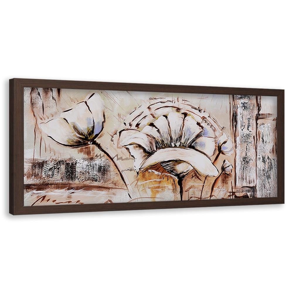 Picture in brown frame PANORAMA, Abstraction Flowers  Home Trends