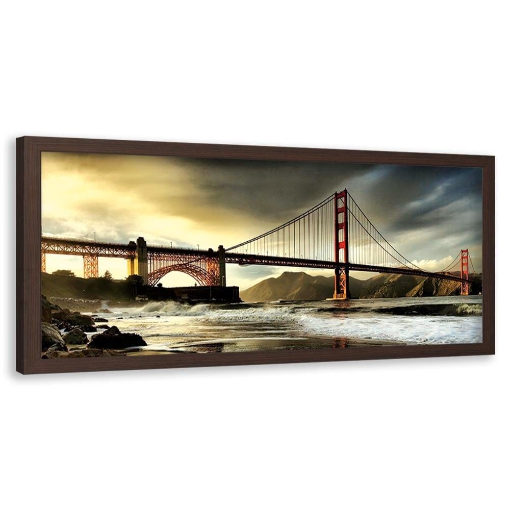 Picture in brown frame PANORAMA, Brooklyn Bridge 2  Home Trends