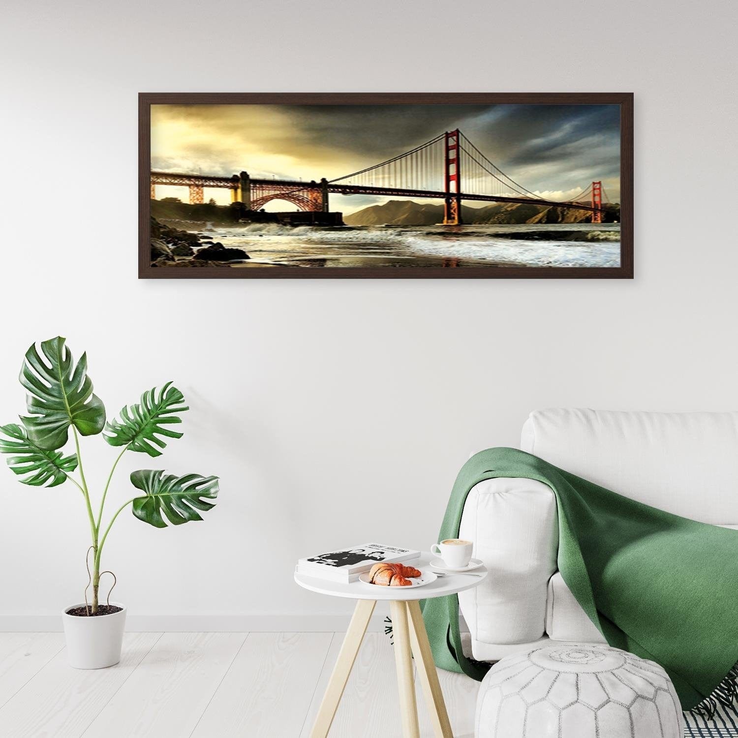 Picture in brown frame PANORAMA, Brooklyn Bridge 2  Home Trends