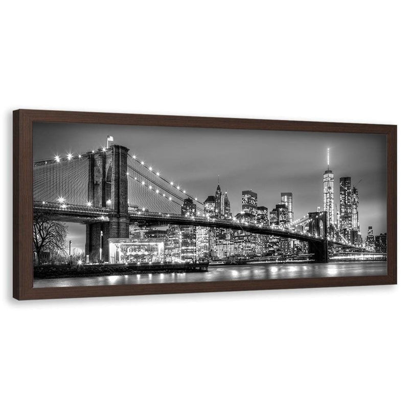 Picture in brown frame PANORAMA, Brooklyn Bridge  Home Trends
