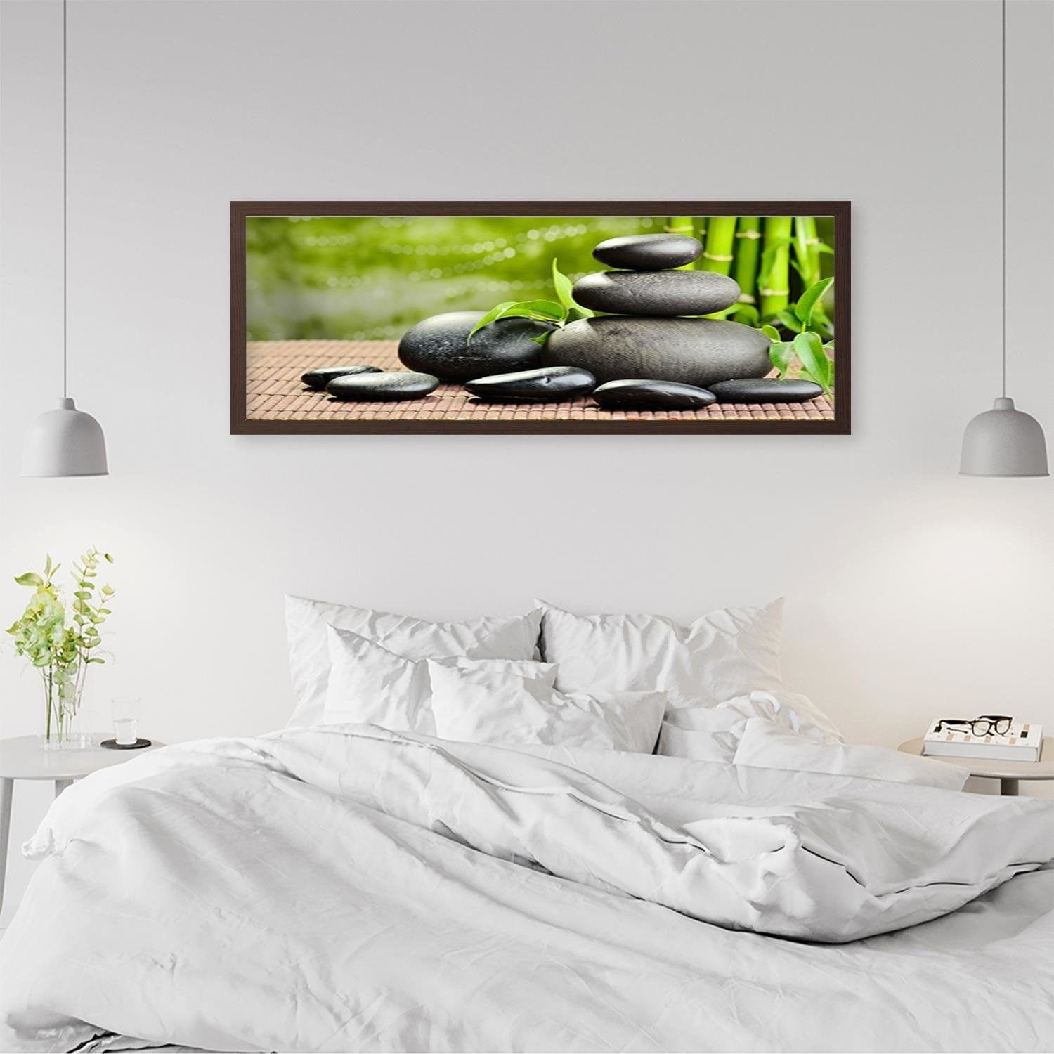 Picture in brown frame PANORAMA, Dark Zen Stones  Home Trends