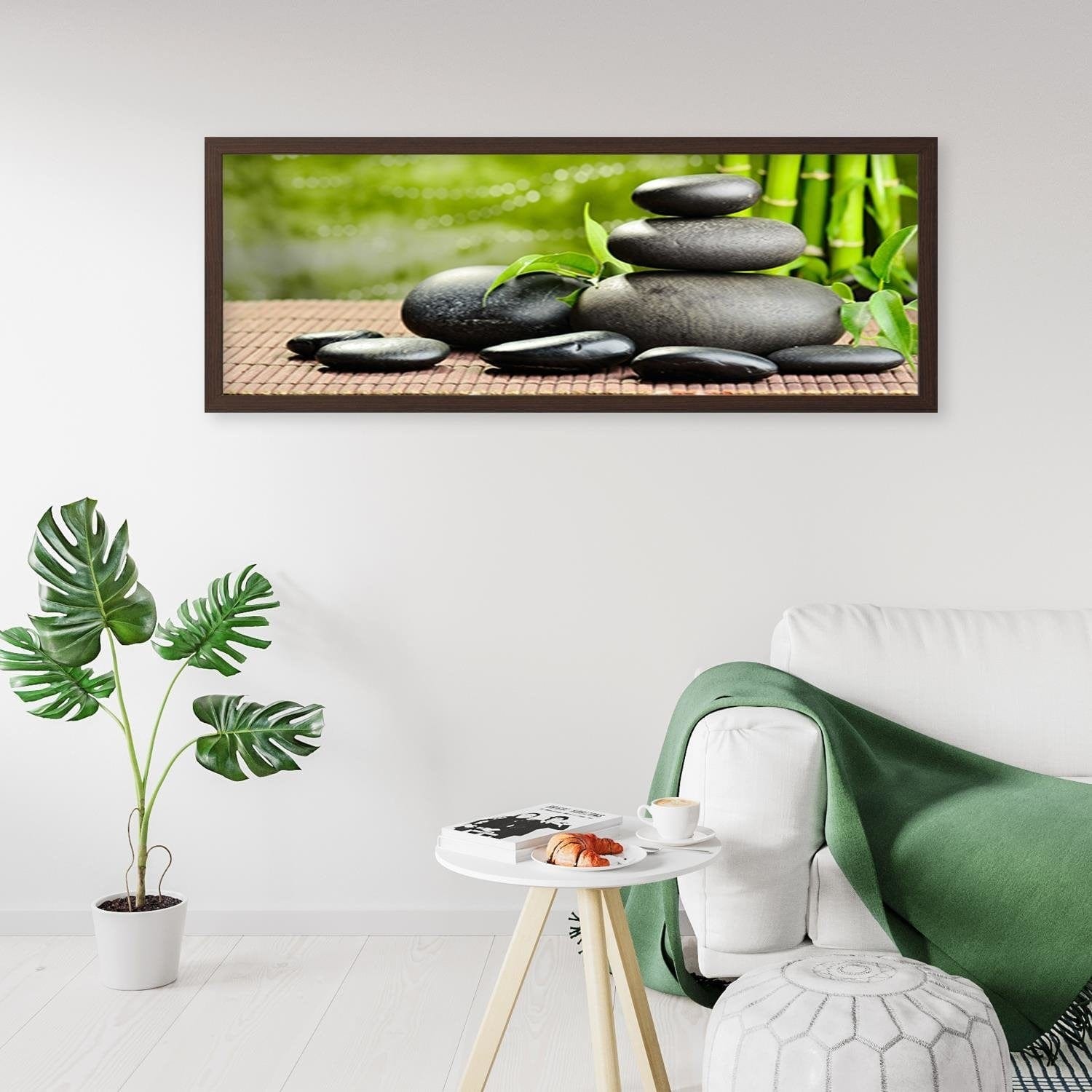 Picture in brown frame PANORAMA, Dark Zen Stones  Home Trends