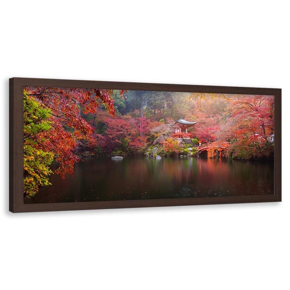 Picture in brown frame PANORAMA, Japan In Green Colours  Home Trends