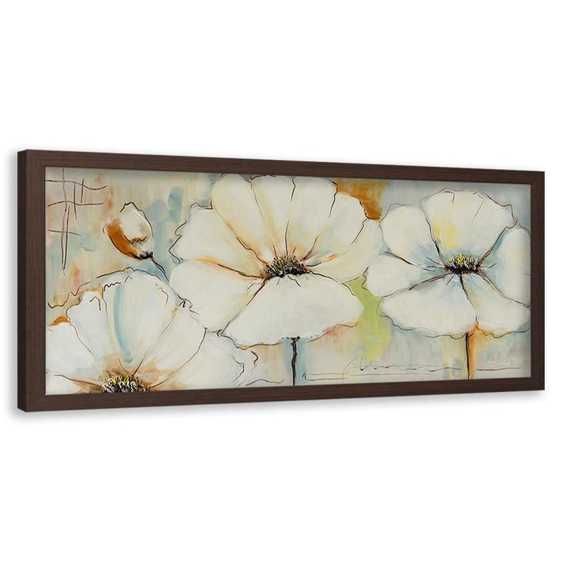 Picture in brown frame PANORAMA, Painted Flowers  Home Trends