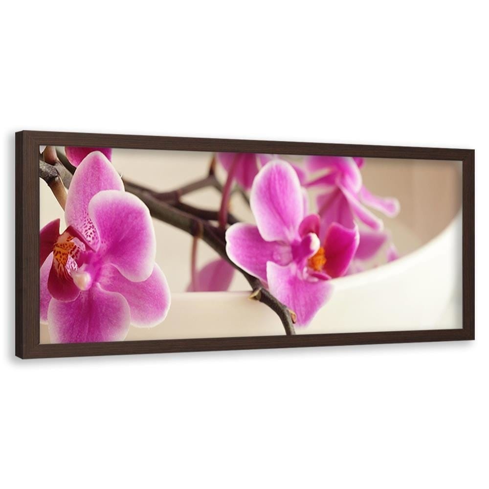 Picture in brown frame PANORAMA, Pink Orchid  Home Trends