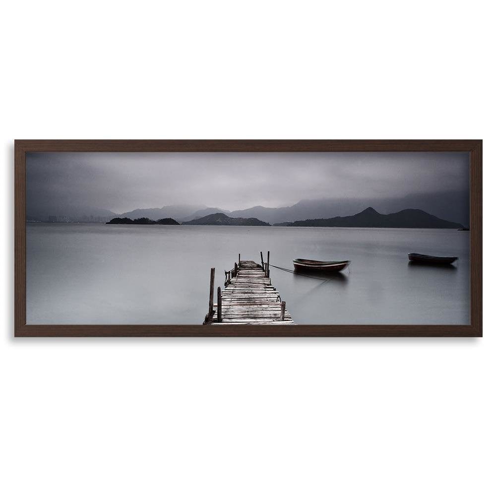 Picture in brown frame PANORAMA, Sleepeng Lake  Home Trends