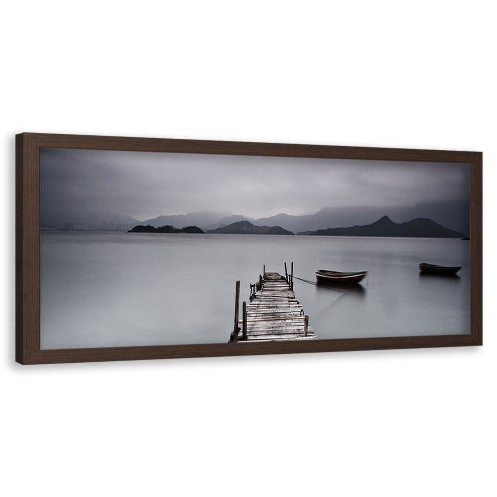 Picture in brown frame PANORAMA, Sleepeng Lake  Home Trends