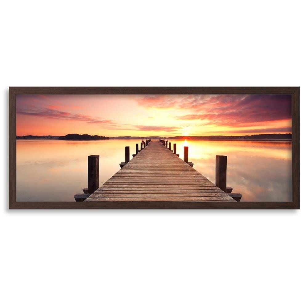 Picture in brown frame PANORAMA, Sunset Over The Bridge  Home Trends