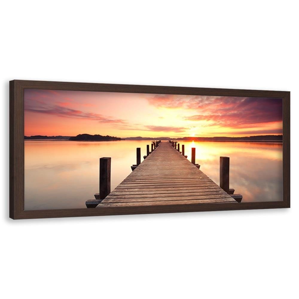 Picture in brown frame PANORAMA, Sunset Over The Bridge  Home Trends
