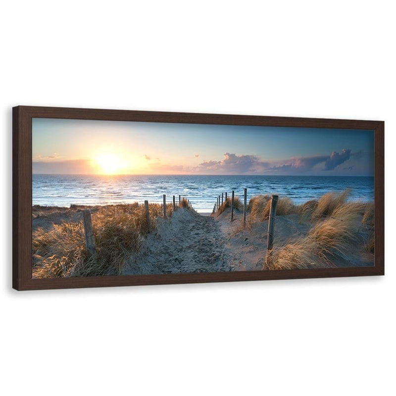 Picture in brown frame PANORAMA, Sunset Over The Sea 3  Home Trends