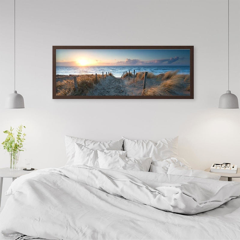 Picture in brown frame PANORAMA, Sunset Over The Sea 3  Home Trends