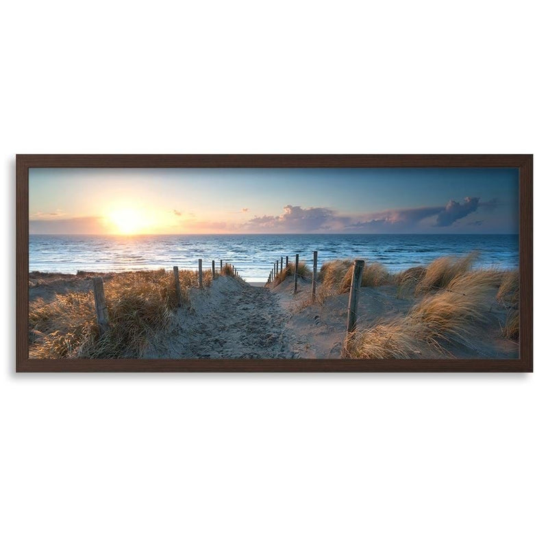 Picture in brown frame PANORAMA, Sunset Over The Sea 3  Home Trends