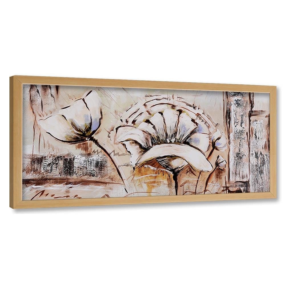 Picture in natural frame PANORAMA, Abstraction Flowers  Home Trends