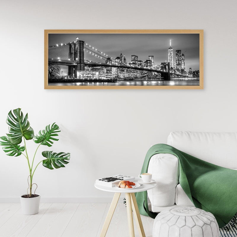 Picture in natural frame PANORAMA, Brooklyn Bridge  Home Trends