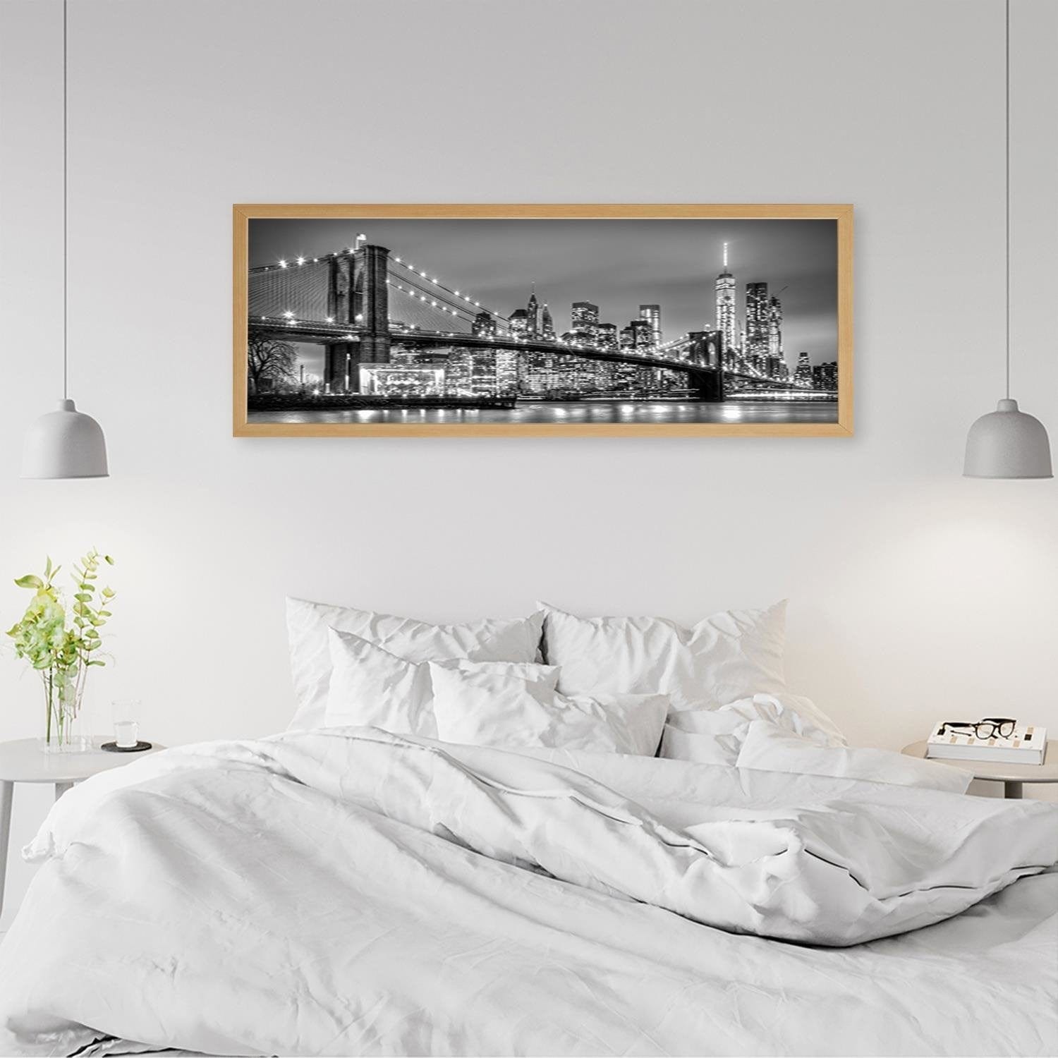 Picture in natural frame PANORAMA, Brooklyn Bridge  Home Trends