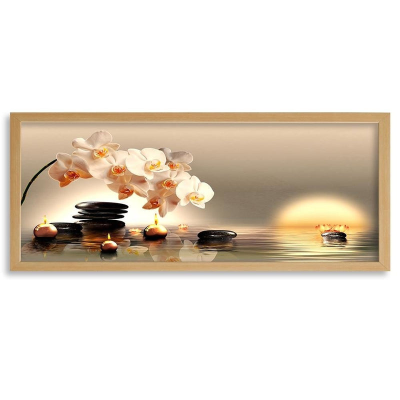 Picture in natural frame PANORAMA, Candles And Stones Zen  Home Trends