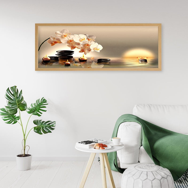 Picture in natural frame PANORAMA, Candles And Stones Zen  Home Trends