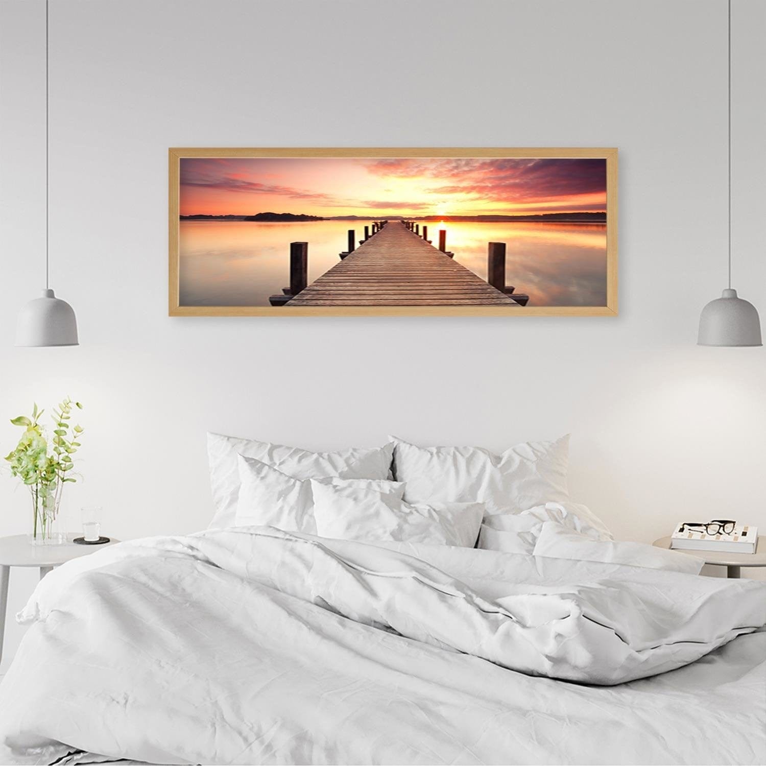 Picture in natural frame PANORAMA, Sunset Over The Bridge  Home Trends