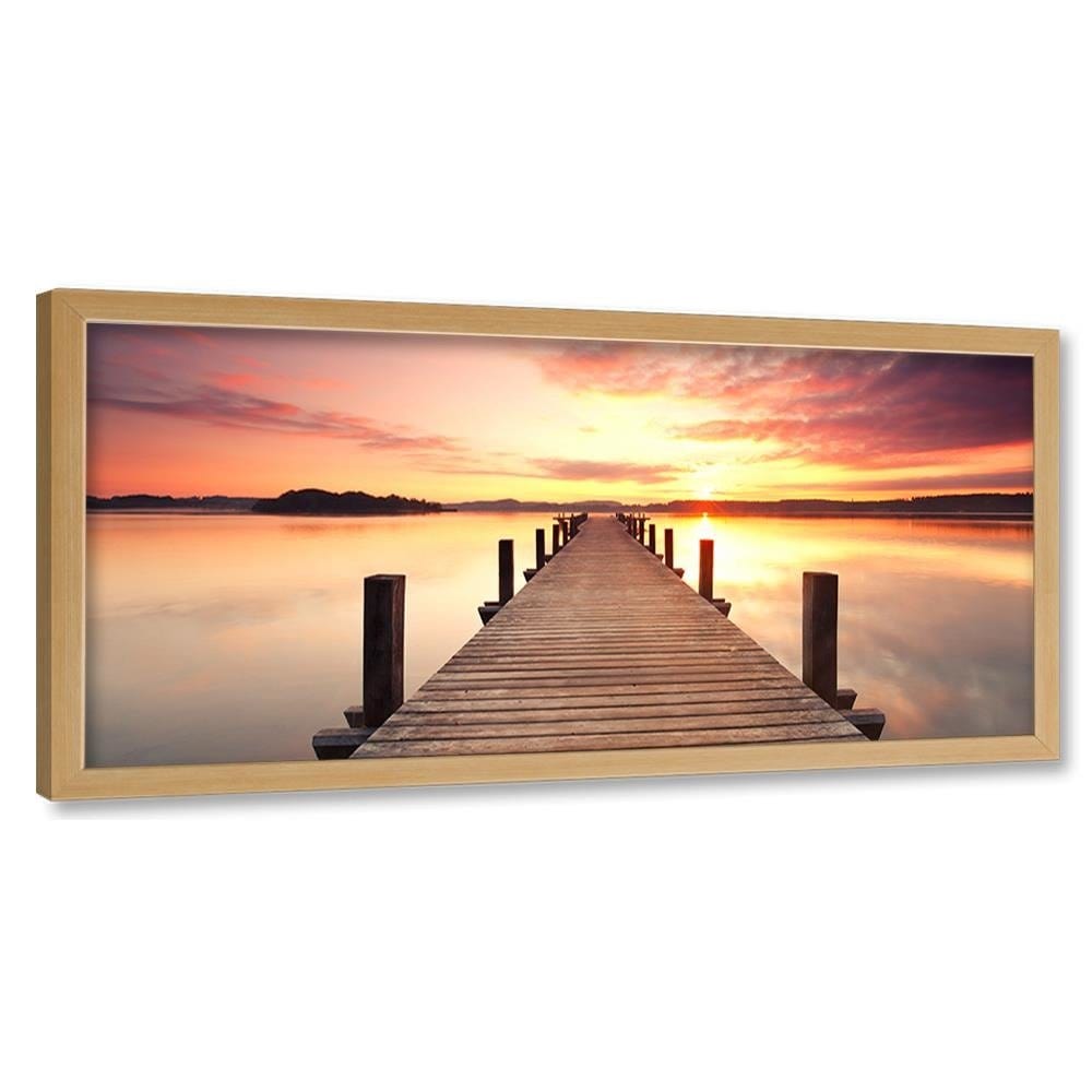 Picture in natural frame PANORAMA, Sunset Over The Bridge  Home Trends