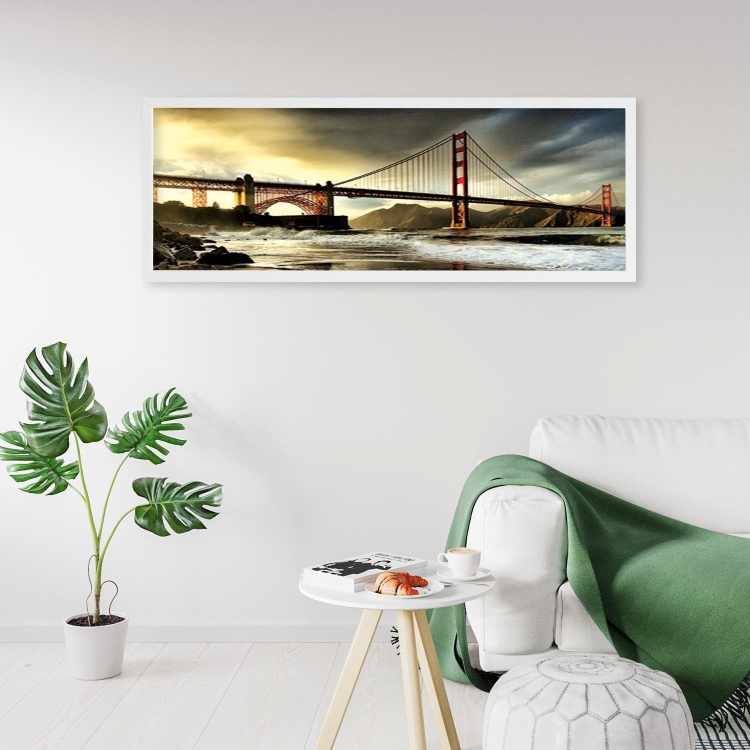 Picture in white frame PANORAMA, Brooklyn Bridge 2  Home Trends