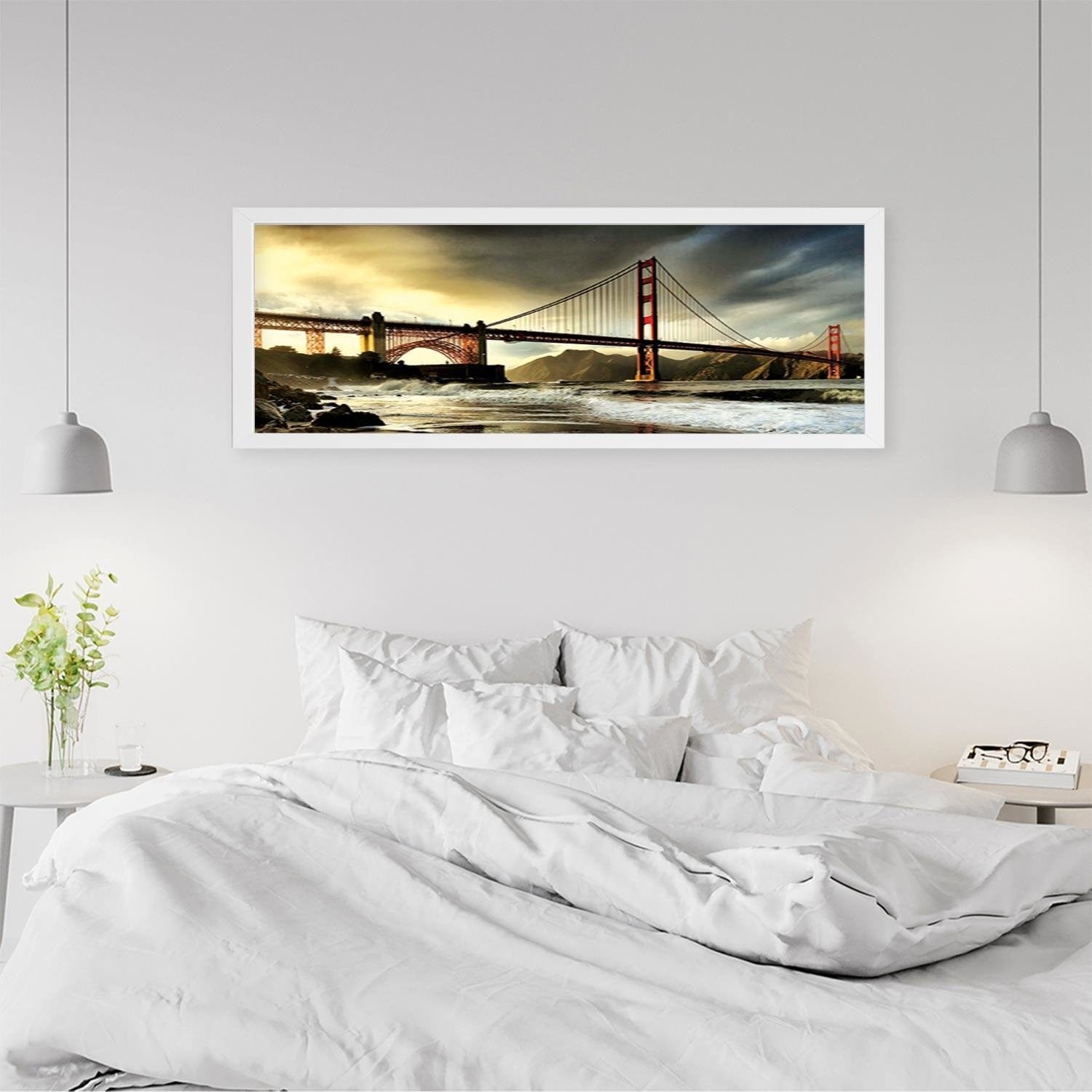 Picture in white frame PANORAMA, Brooklyn Bridge 2  Home Trends