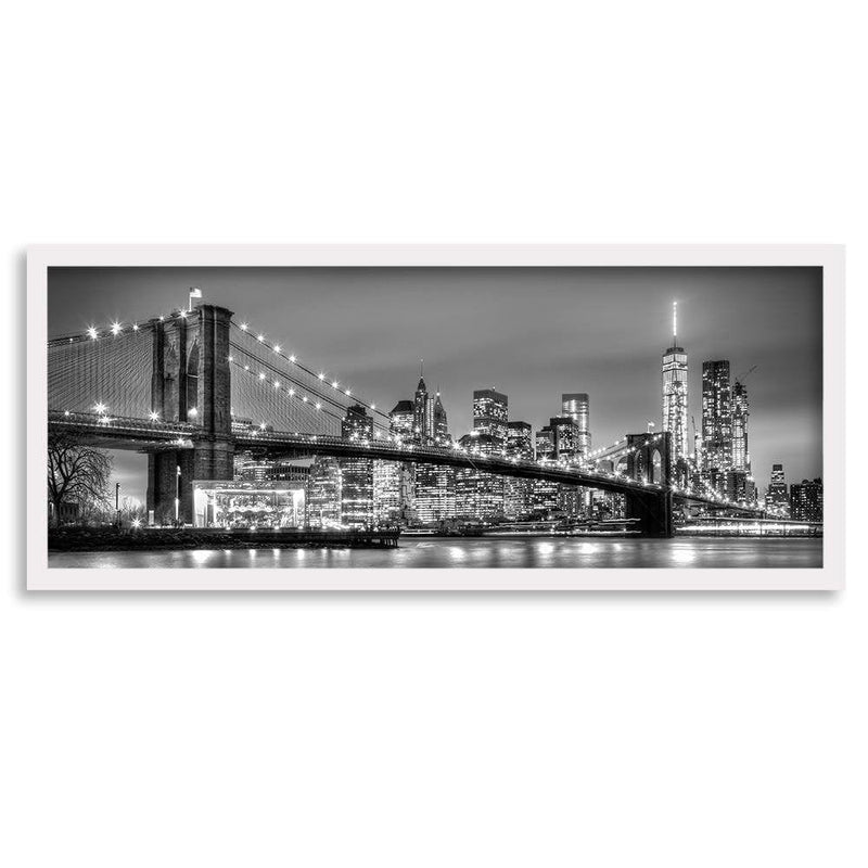Picture in white frame PANORAMA, Brooklyn Bridge  Home Trends